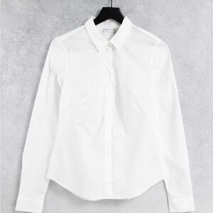 ASOS DESIGN Tall long sleeve Button Down Fitted Shirt cotton in white